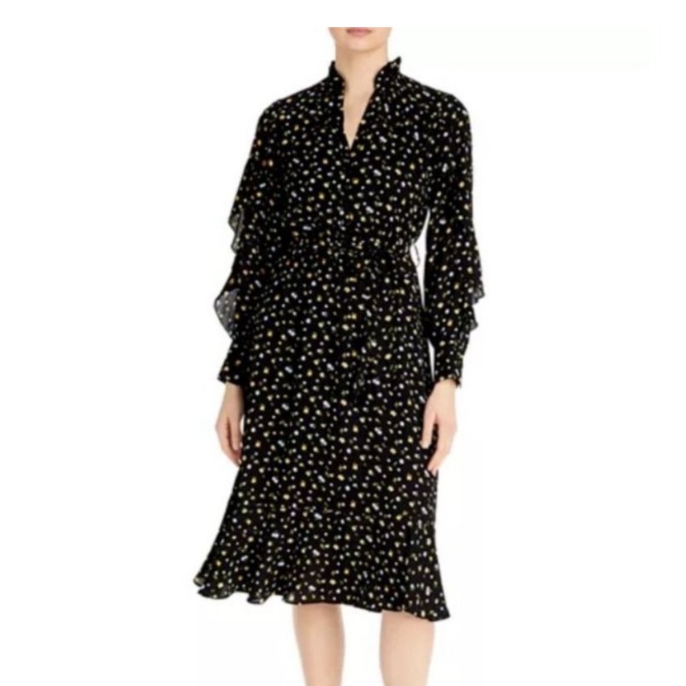 T Tahari Floral-Print Ruffle Belted Dress